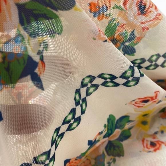 JEALOUS Tomato Floral Mesh Vibes Ruffled Layered Bodysuit Party Festival Large - Picture 11 of 15